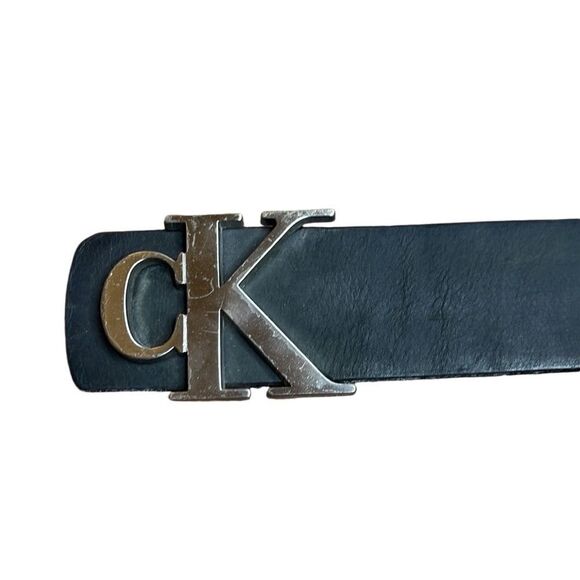 Calvin Klein Black Genuine Harness Leather Women Vintage CK Logo Belt Size S main image 4